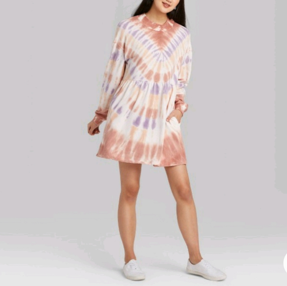 Wild Fable tie dyed mock neck long …